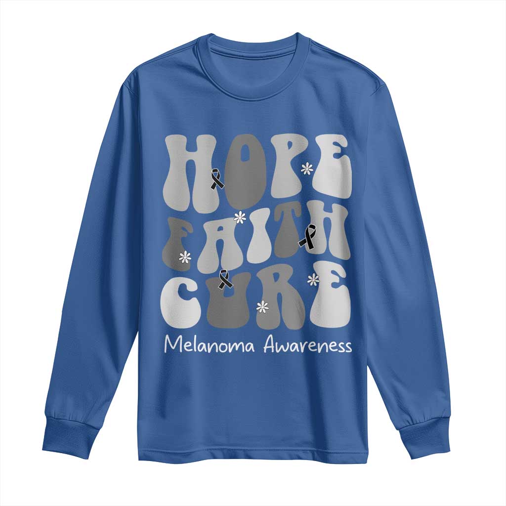 Faith Hope Cure Melanoma Long Sleeve Shirt Skin Cancer Fighter