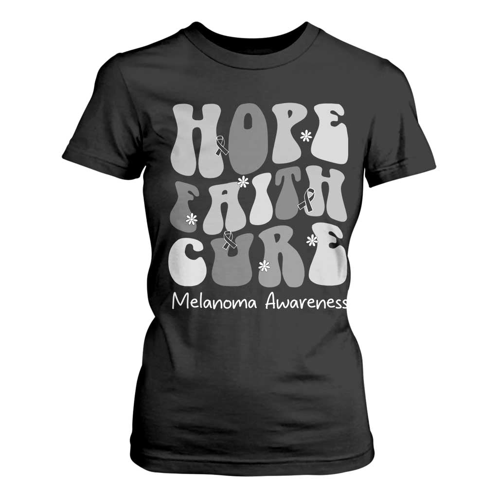 Faith Hope Cure Melanoma T Shirt For Women Skin Cancer Fighter