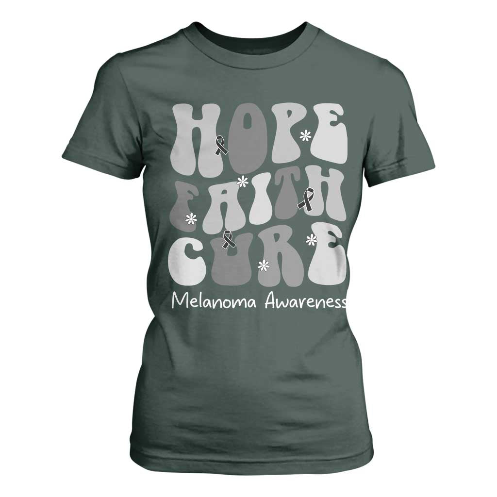 Faith Hope Cure Melanoma T Shirt For Women Skin Cancer Fighter