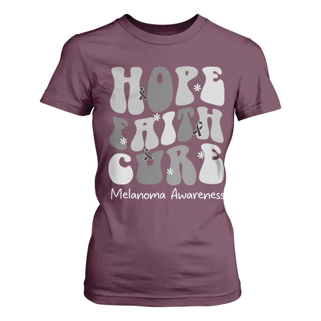 Faith Hope Cure Melanoma T Shirt For Women Skin Cancer Fighter