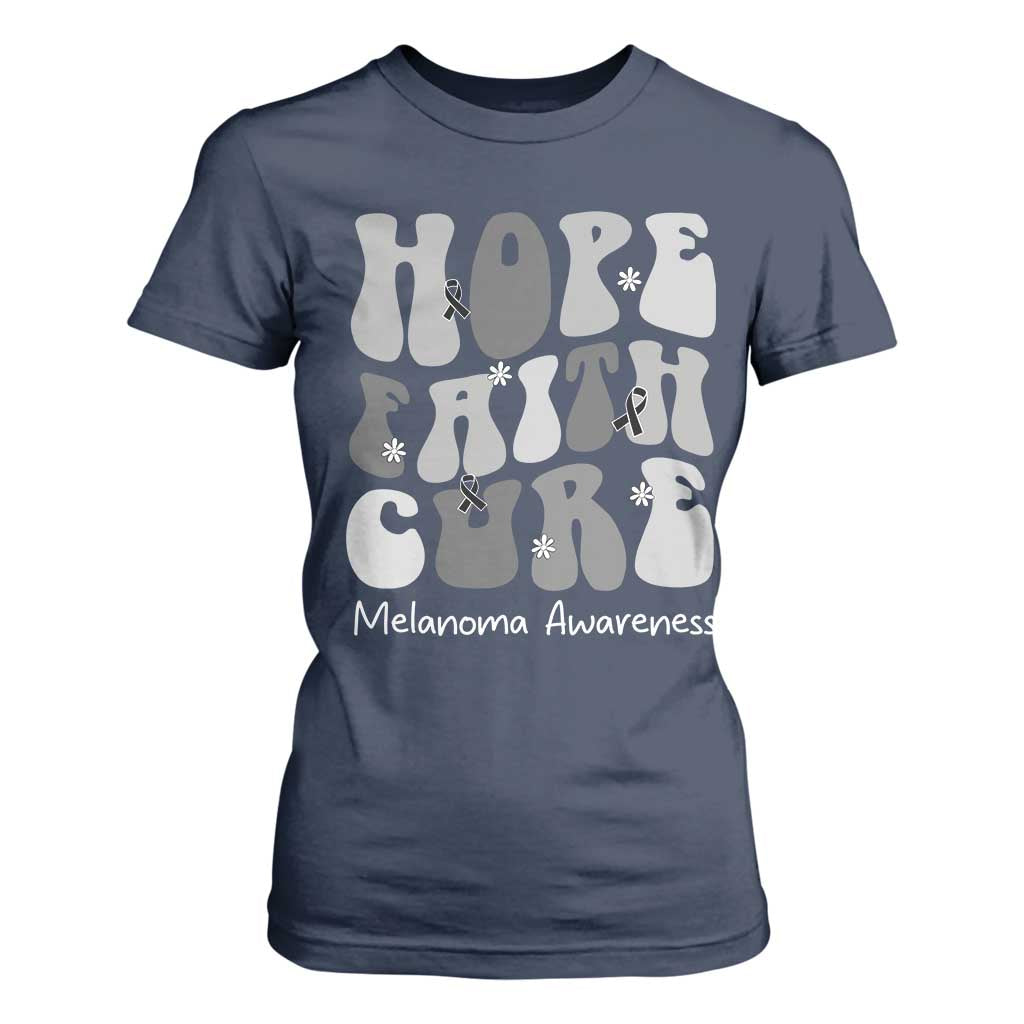Faith Hope Cure Melanoma T Shirt For Women Skin Cancer Fighter