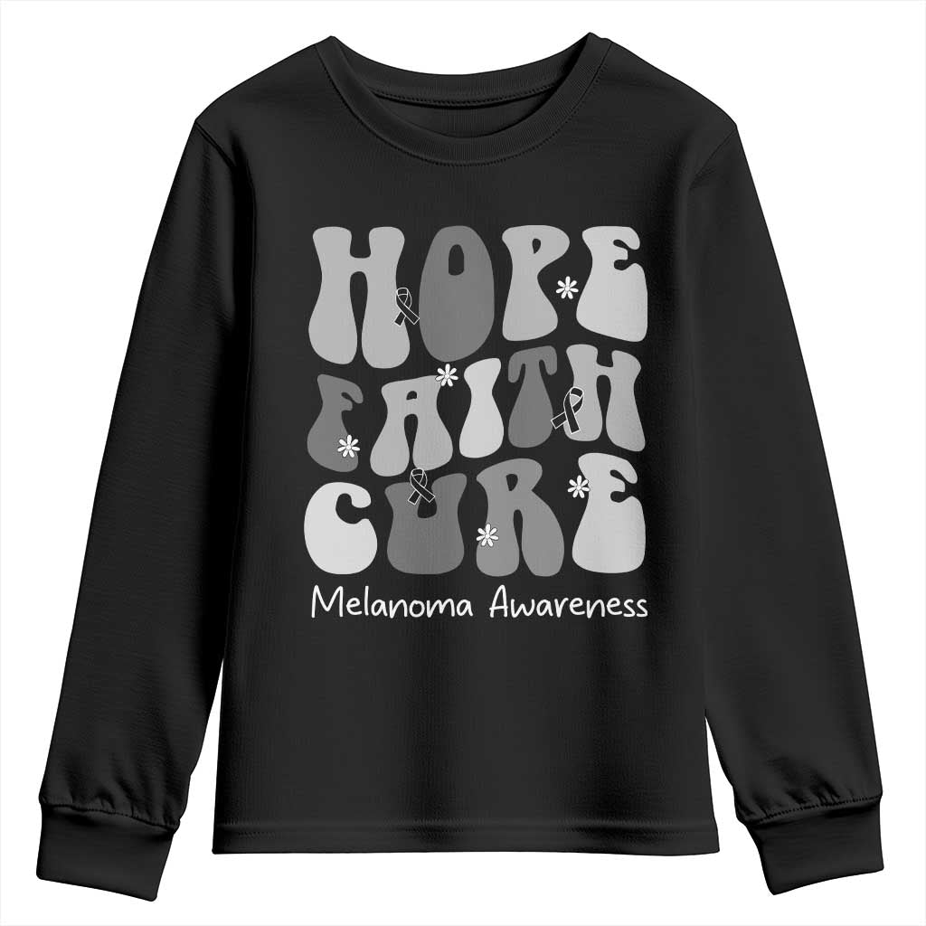 Faith Hope Cure Melanoma Youth Sweatshirt Skin Cancer Fighter