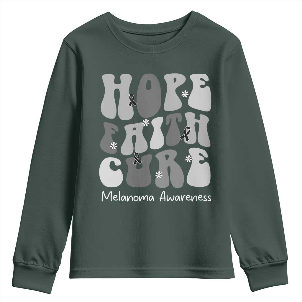 Faith Hope Cure Melanoma Youth Sweatshirt Skin Cancer Fighter