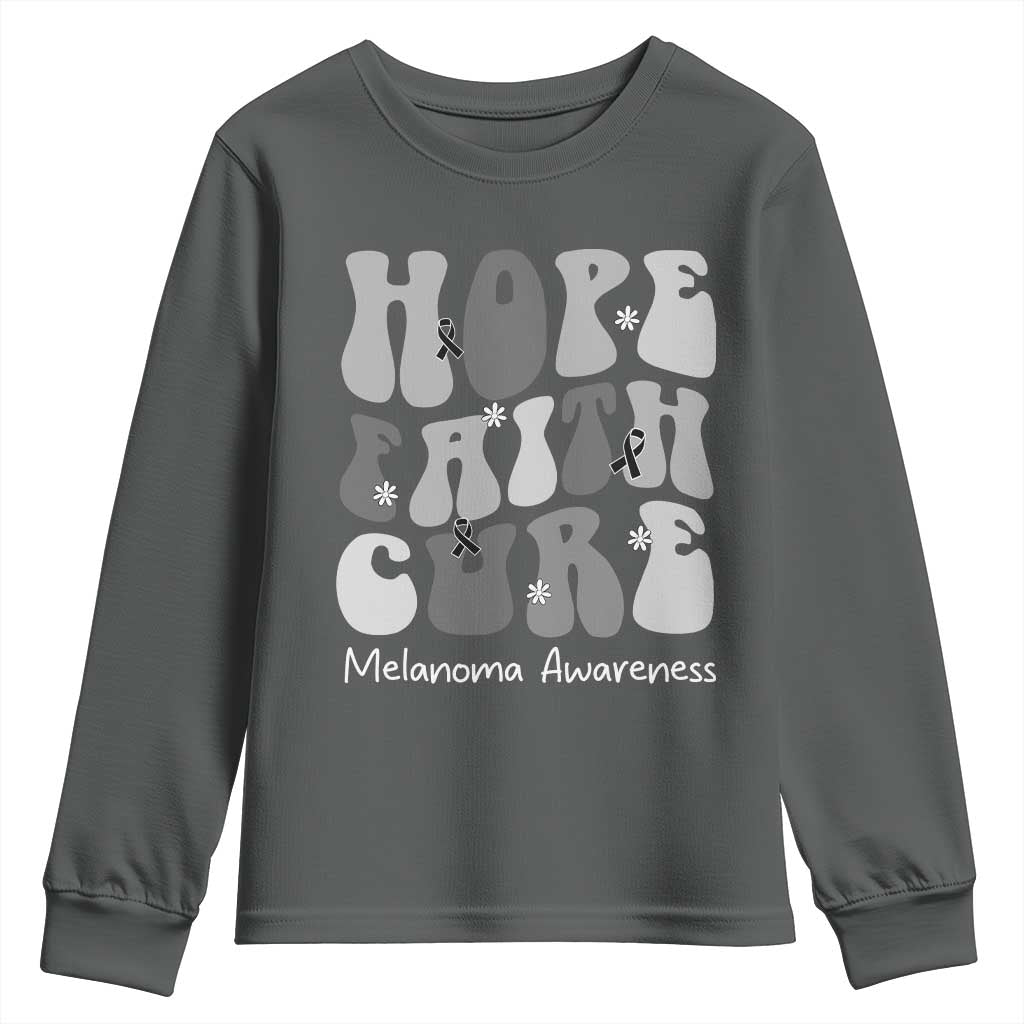 Faith Hope Cure Melanoma Youth Sweatshirt Skin Cancer Fighter