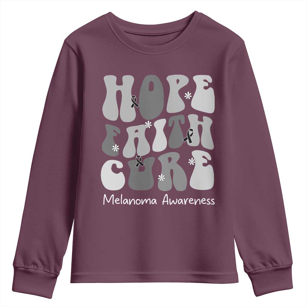Faith Hope Cure Melanoma Youth Sweatshirt Skin Cancer Fighter