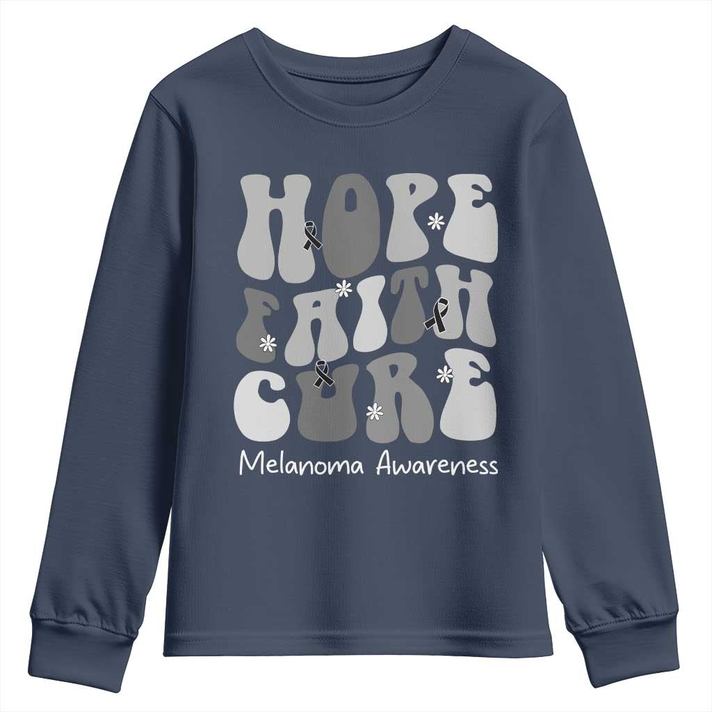 Faith Hope Cure Melanoma Youth Sweatshirt Skin Cancer Fighter