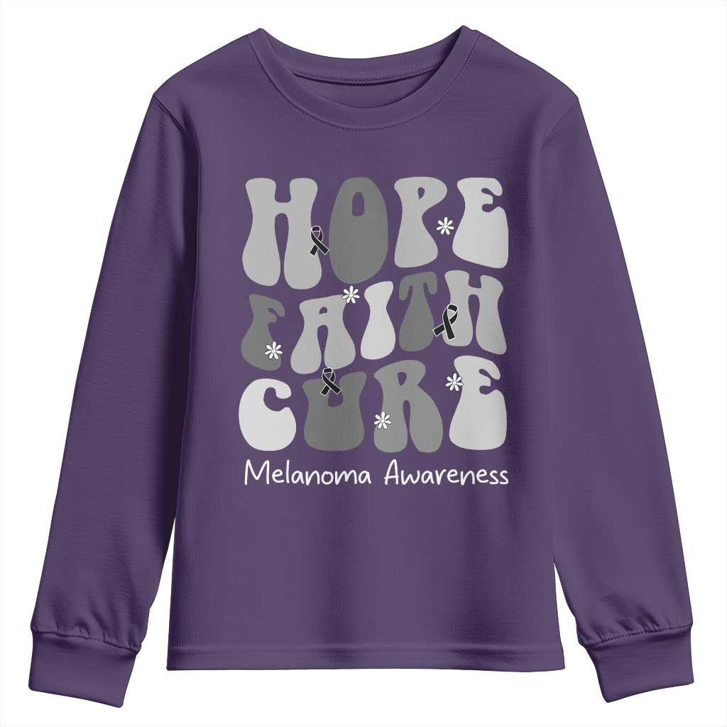 Faith Hope Cure Melanoma Youth Sweatshirt Skin Cancer Fighter