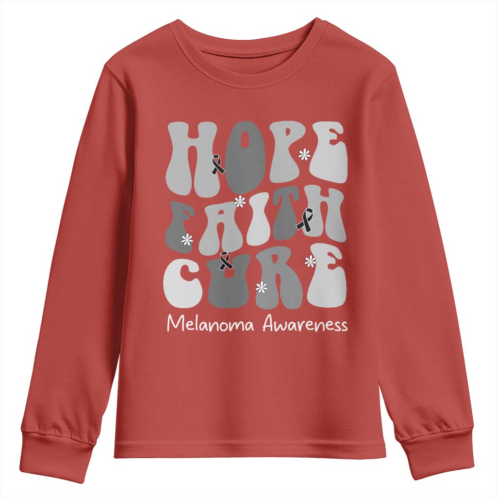 Faith Hope Cure Melanoma Youth Sweatshirt Skin Cancer Fighter
