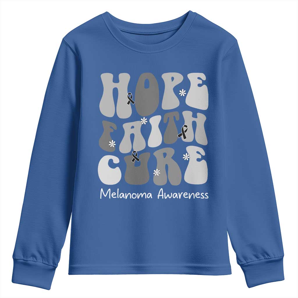 Faith Hope Cure Melanoma Youth Sweatshirt Skin Cancer Fighter
