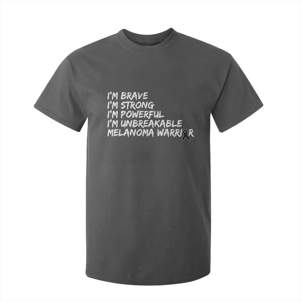 I Am Brave Strong Powerful Unbreakable T Shirt For Kid Melanoma Warrior Support