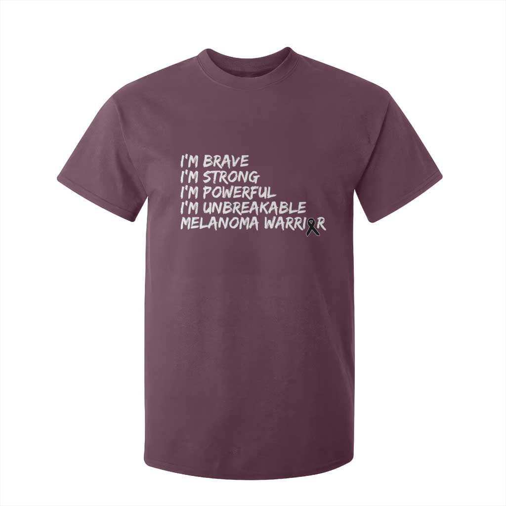 I Am Brave Strong Powerful Unbreakable T Shirt For Kid Melanoma Warrior Support