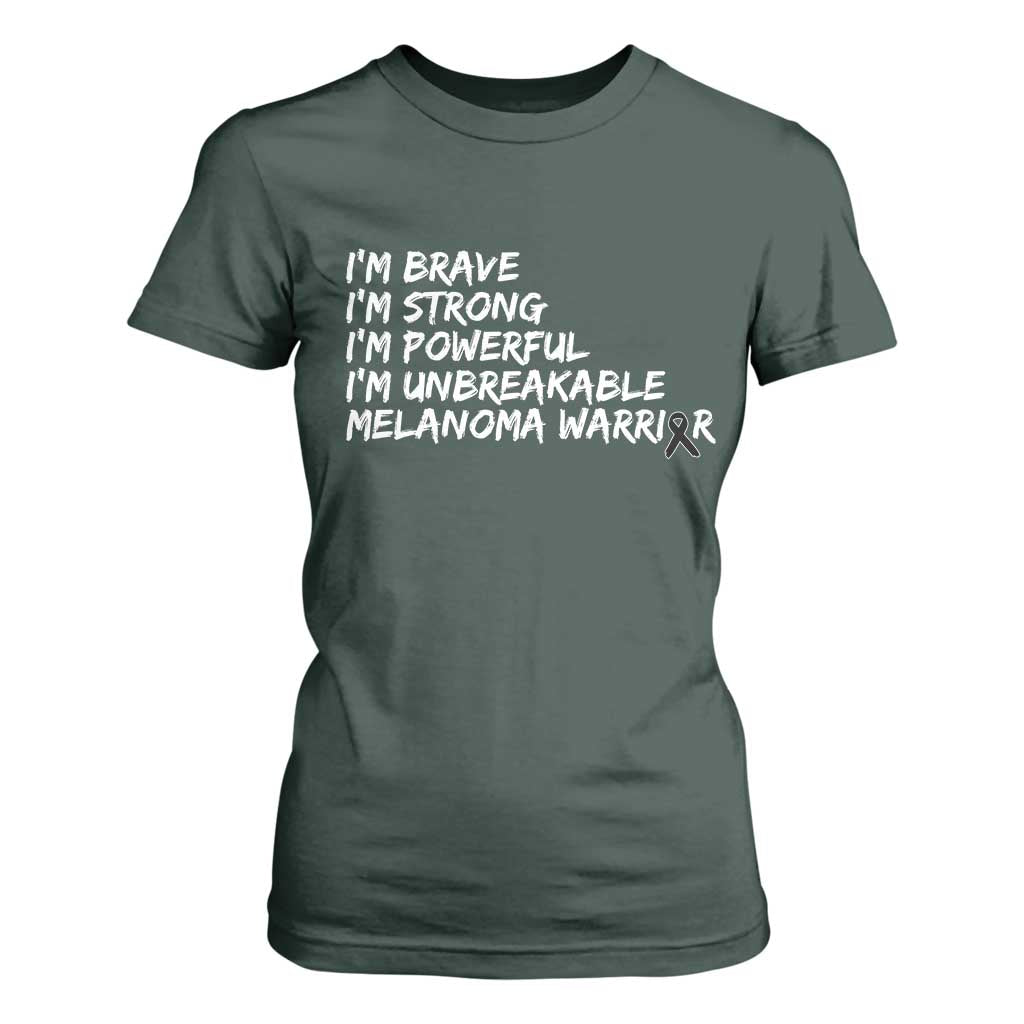 I Am Brave Strong Powerful Unbreakable T Shirt For Women Melanoma Warrior Support