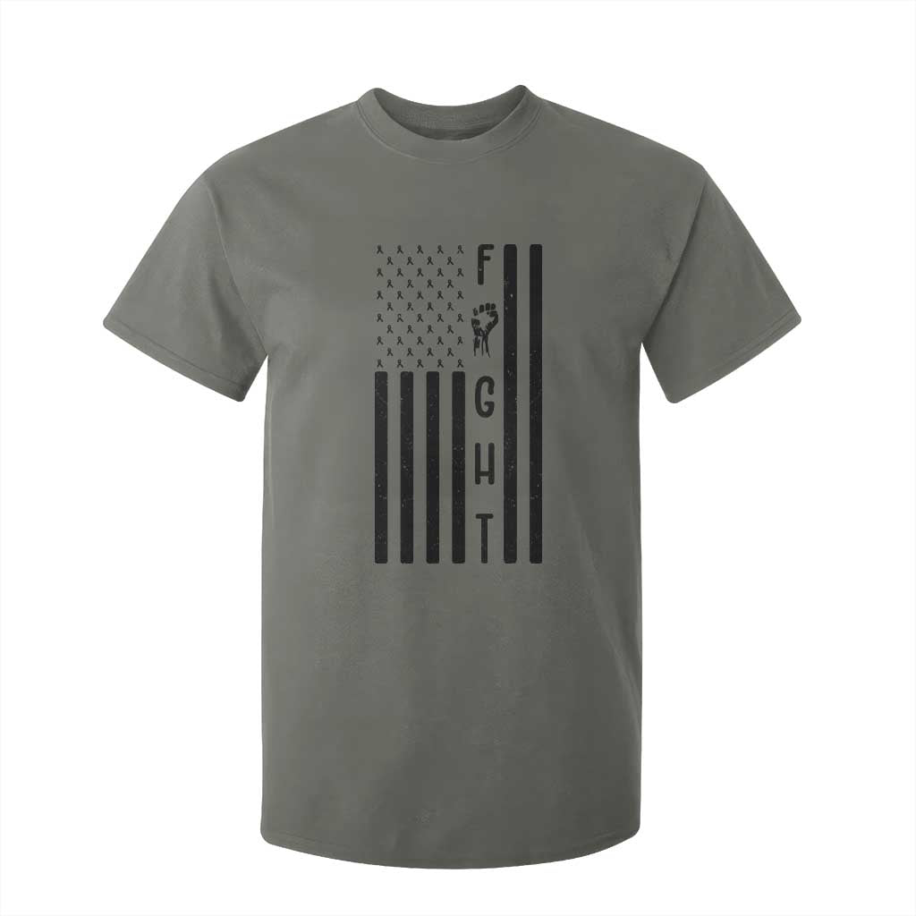 Fight Skin Cancer Melanoma Fighter USA Flag T Shirt For Kid