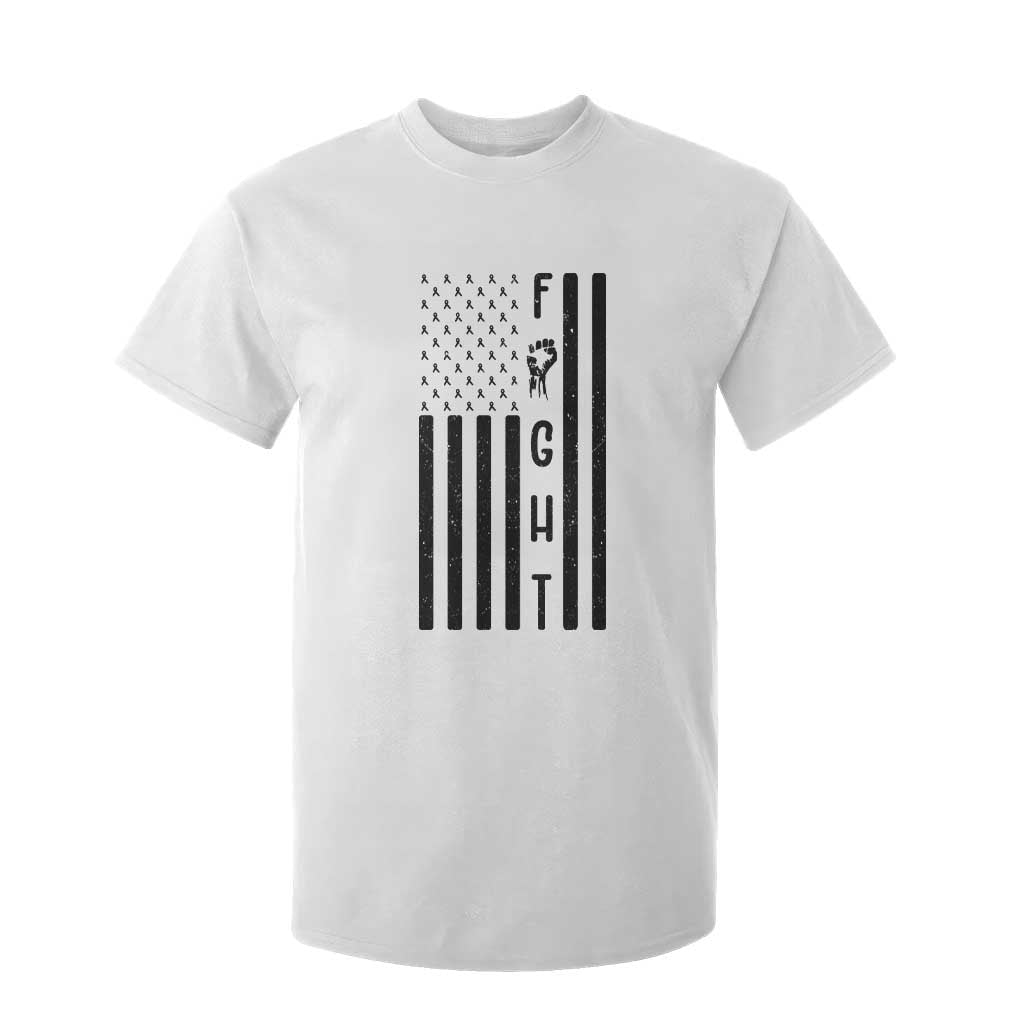 Fight Skin Cancer Melanoma Fighter USA Flag T Shirt For Kid