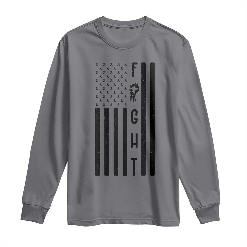Fight Skin Cancer Melanoma Fighter USA Flag Long Sleeve Shirt