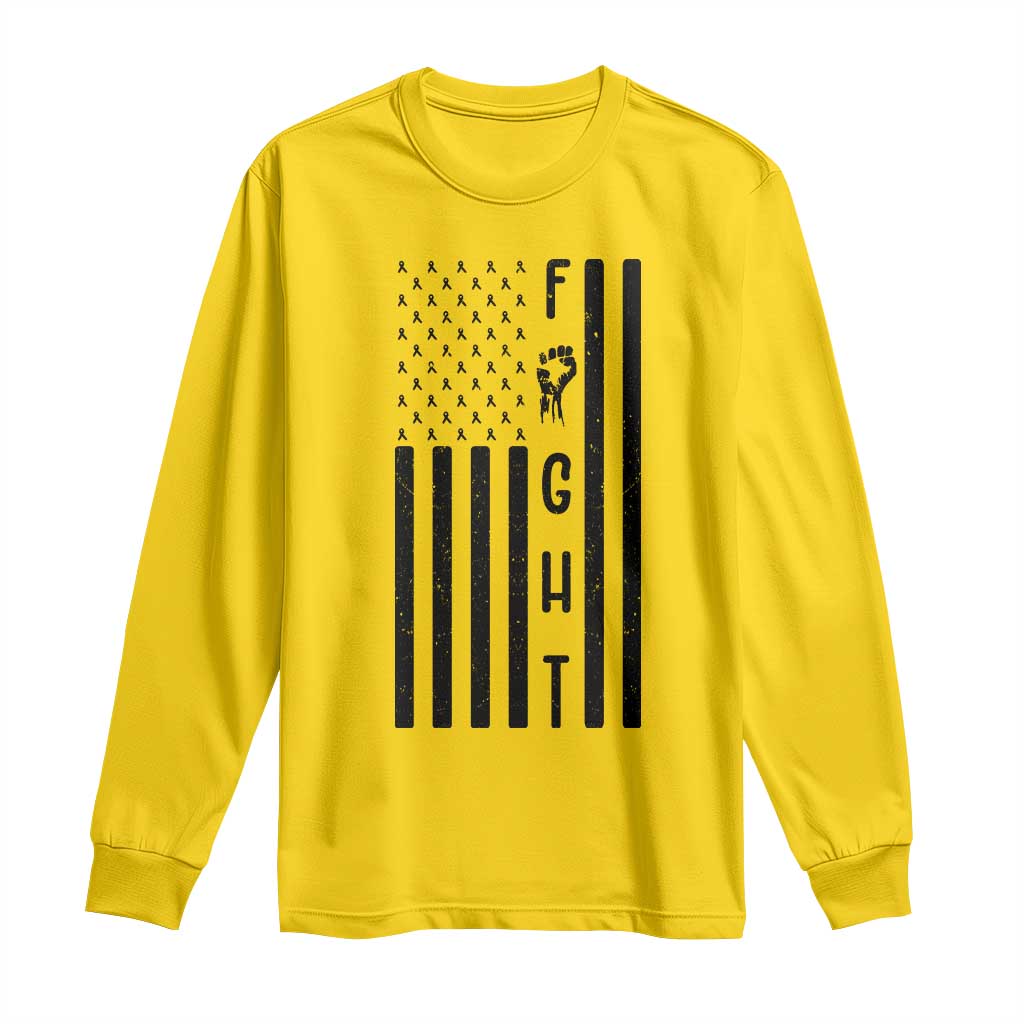 Fight Skin Cancer Melanoma Fighter USA Flag Long Sleeve Shirt