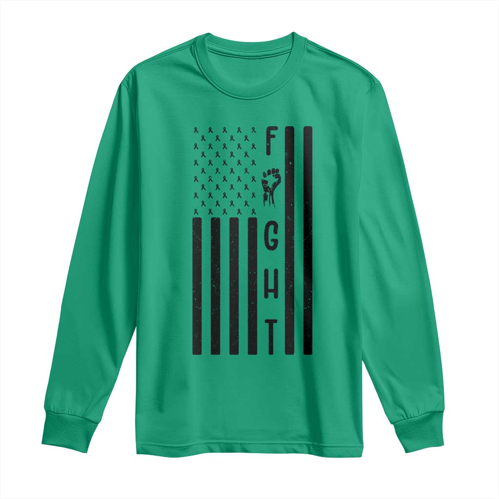 Fight Skin Cancer Melanoma Fighter USA Flag Long Sleeve Shirt