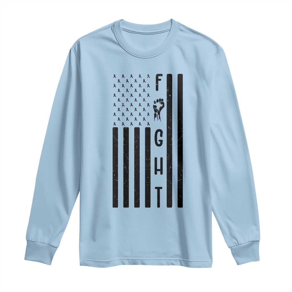 Fight Skin Cancer Melanoma Fighter USA Flag Long Sleeve Shirt
