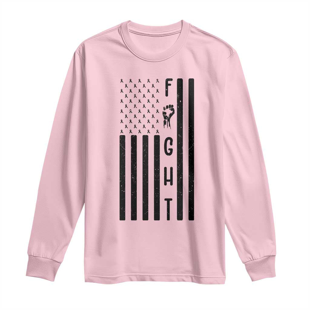 Fight Skin Cancer Melanoma Fighter USA Flag Long Sleeve Shirt