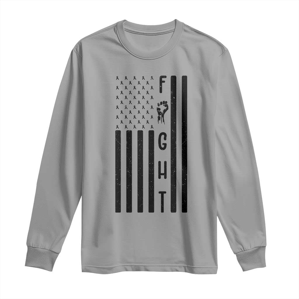 Fight Skin Cancer Melanoma Fighter USA Flag Long Sleeve Shirt