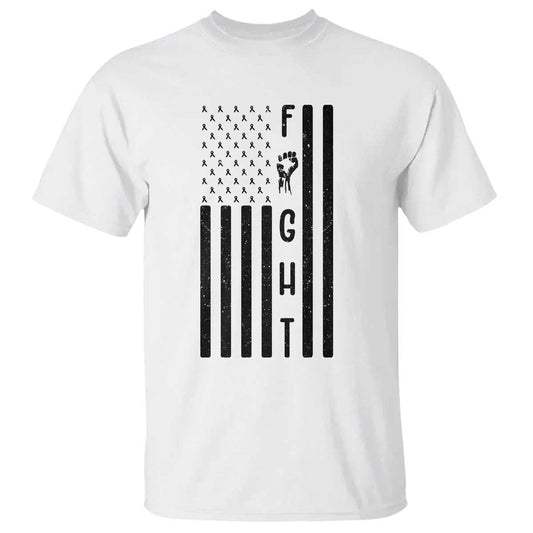 Fight Skin Cancer Melanoma Fighter USA Flag T Shirt