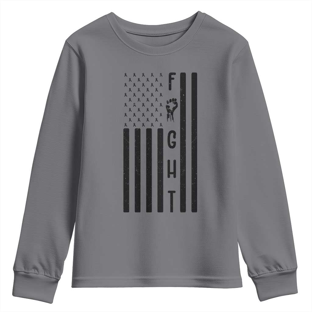 Fight Skin Cancer Melanoma Fighter USA Flag Youth Sweatshirt