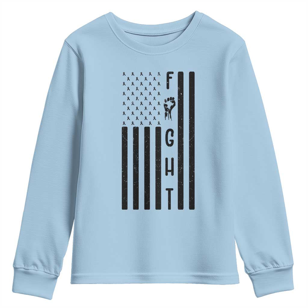 Fight Skin Cancer Melanoma Fighter USA Flag Youth Sweatshirt