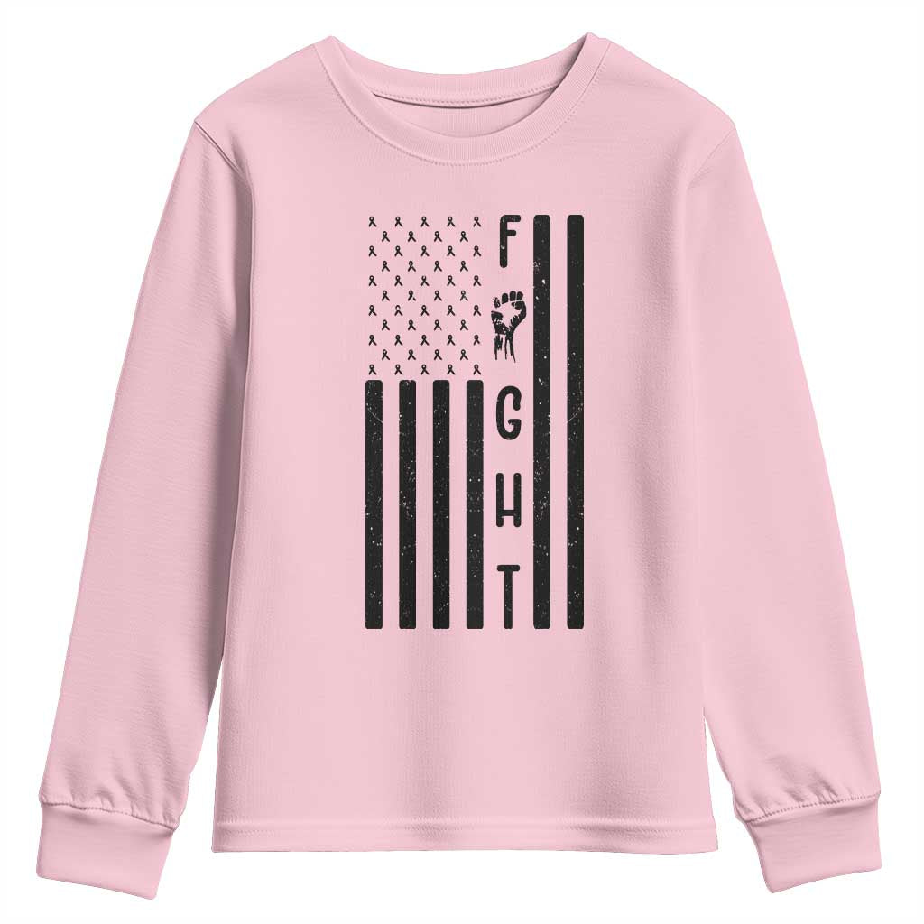 Fight Skin Cancer Melanoma Fighter USA Flag Youth Sweatshirt