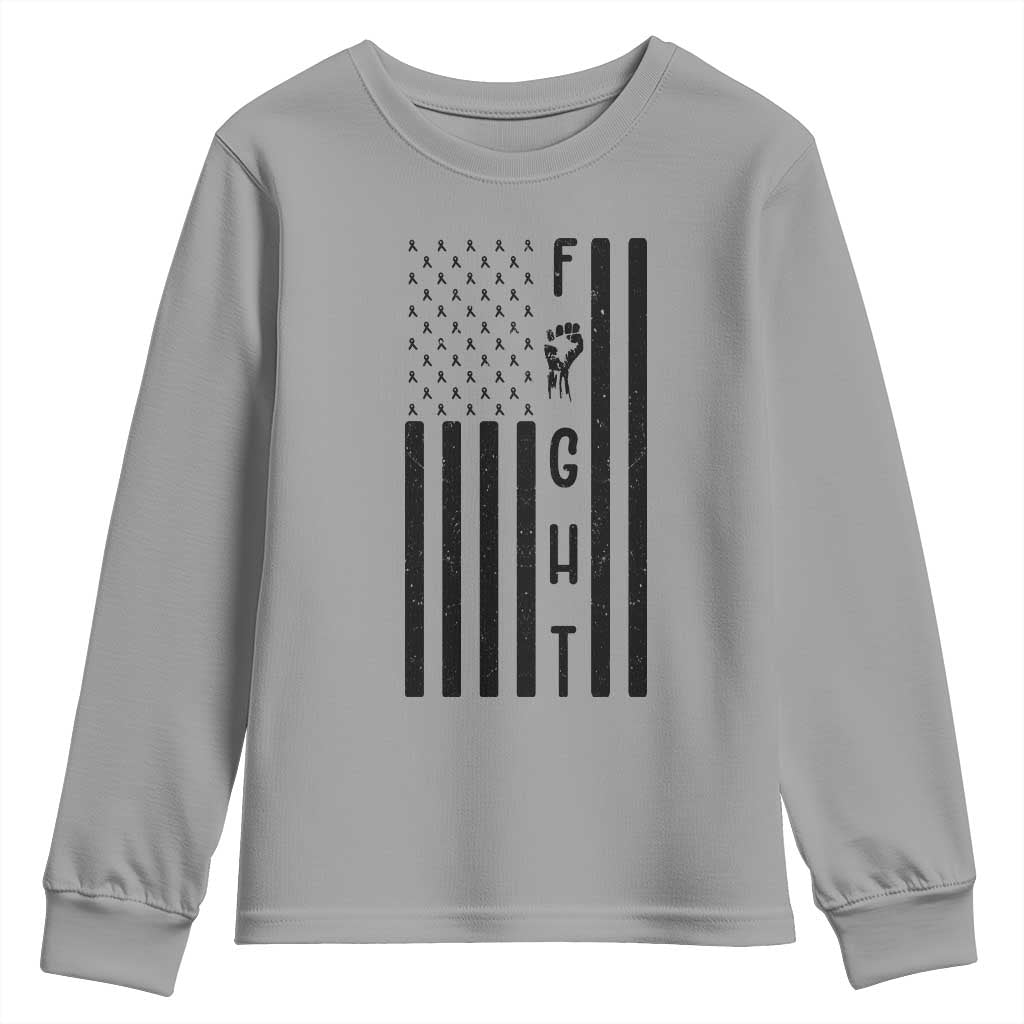 Fight Skin Cancer Melanoma Fighter USA Flag Youth Sweatshirt