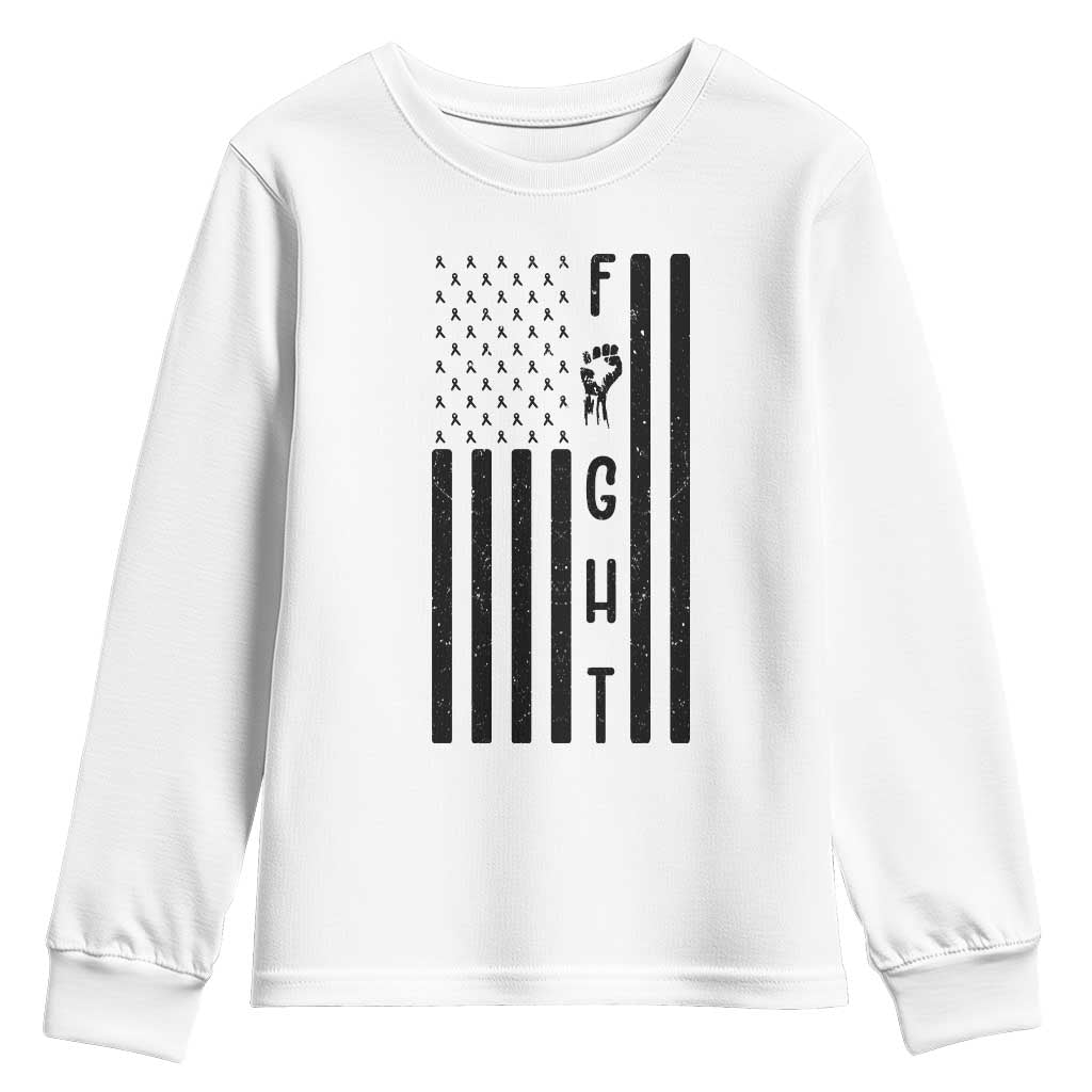 Fight Skin Cancer Melanoma Fighter USA Flag Youth Sweatshirt