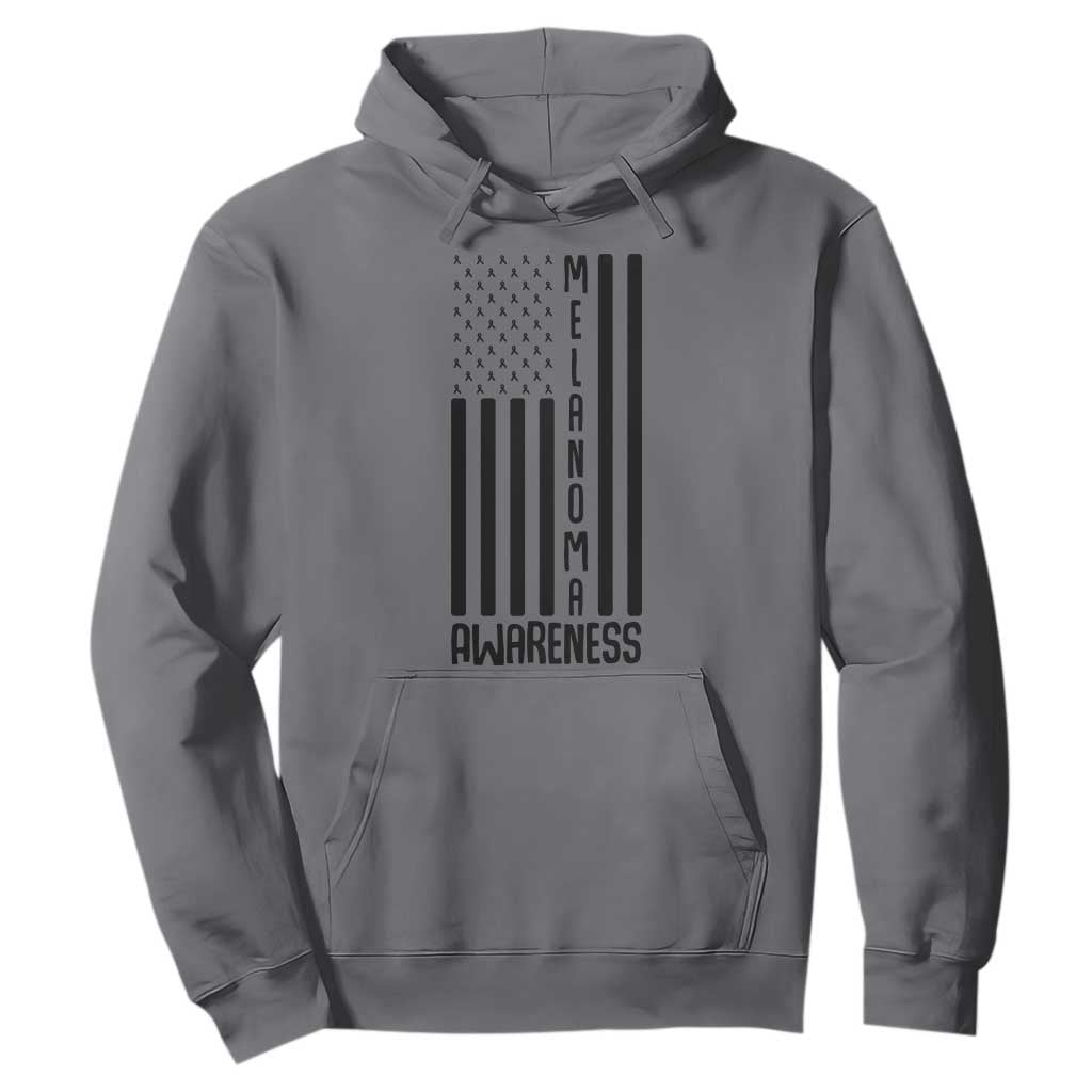 Melanoma Support USA Flag Hoodie Patriotic Cancer Warrior
