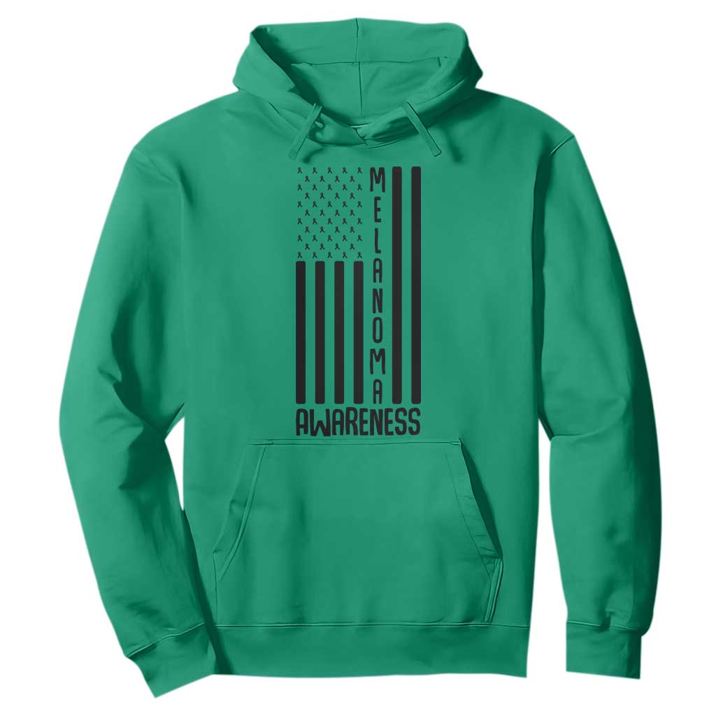 Melanoma Support USA Flag Hoodie Patriotic Cancer Warrior
