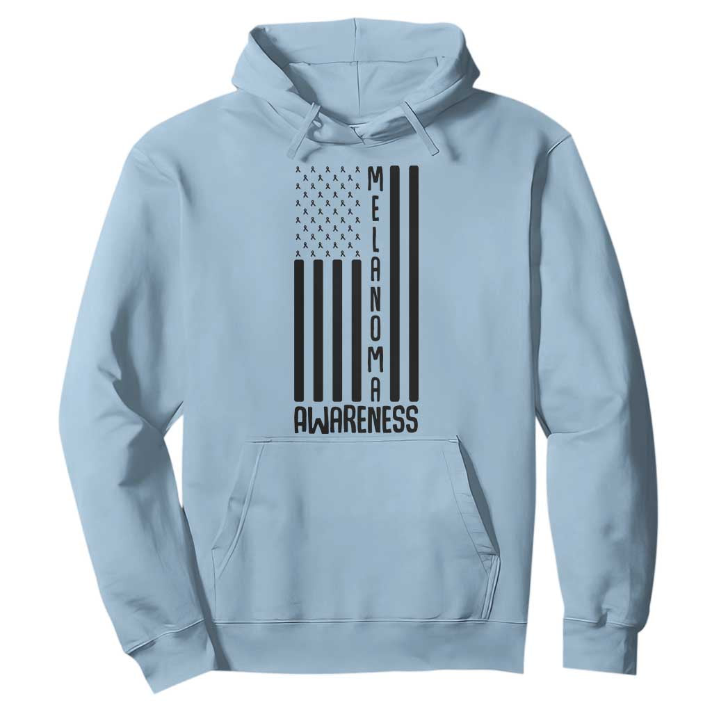 Melanoma Support USA Flag Hoodie Patriotic Cancer Warrior