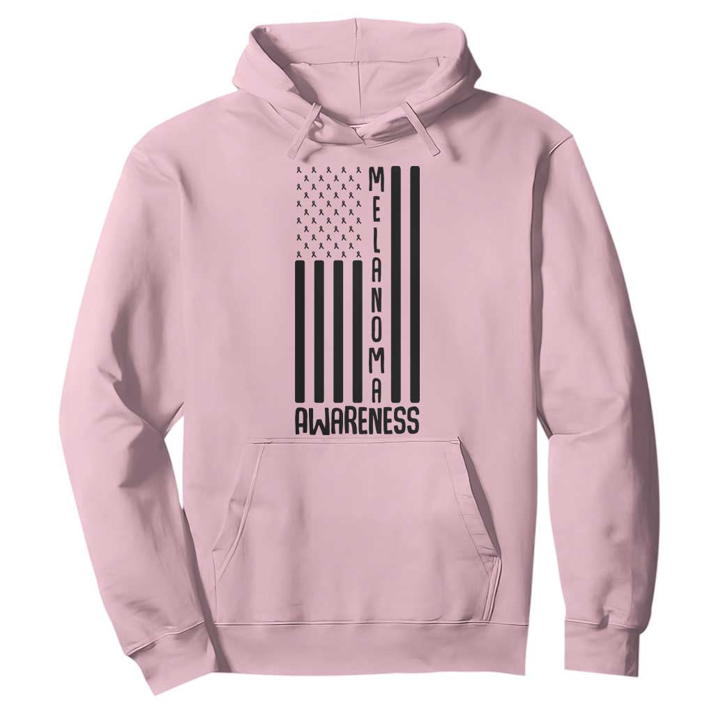 Melanoma Support USA Flag Hoodie Patriotic Cancer Warrior
