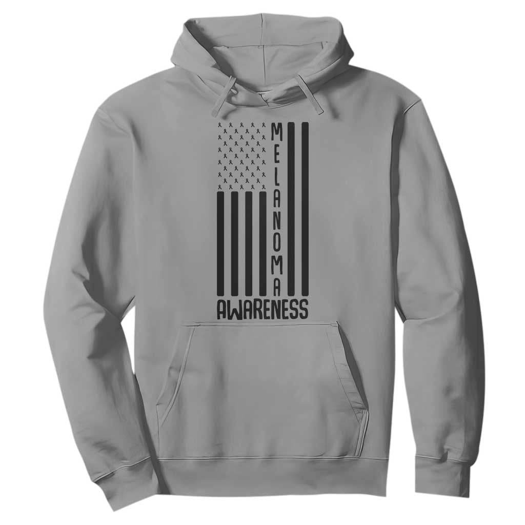 Melanoma Support USA Flag Hoodie Patriotic Cancer Warrior