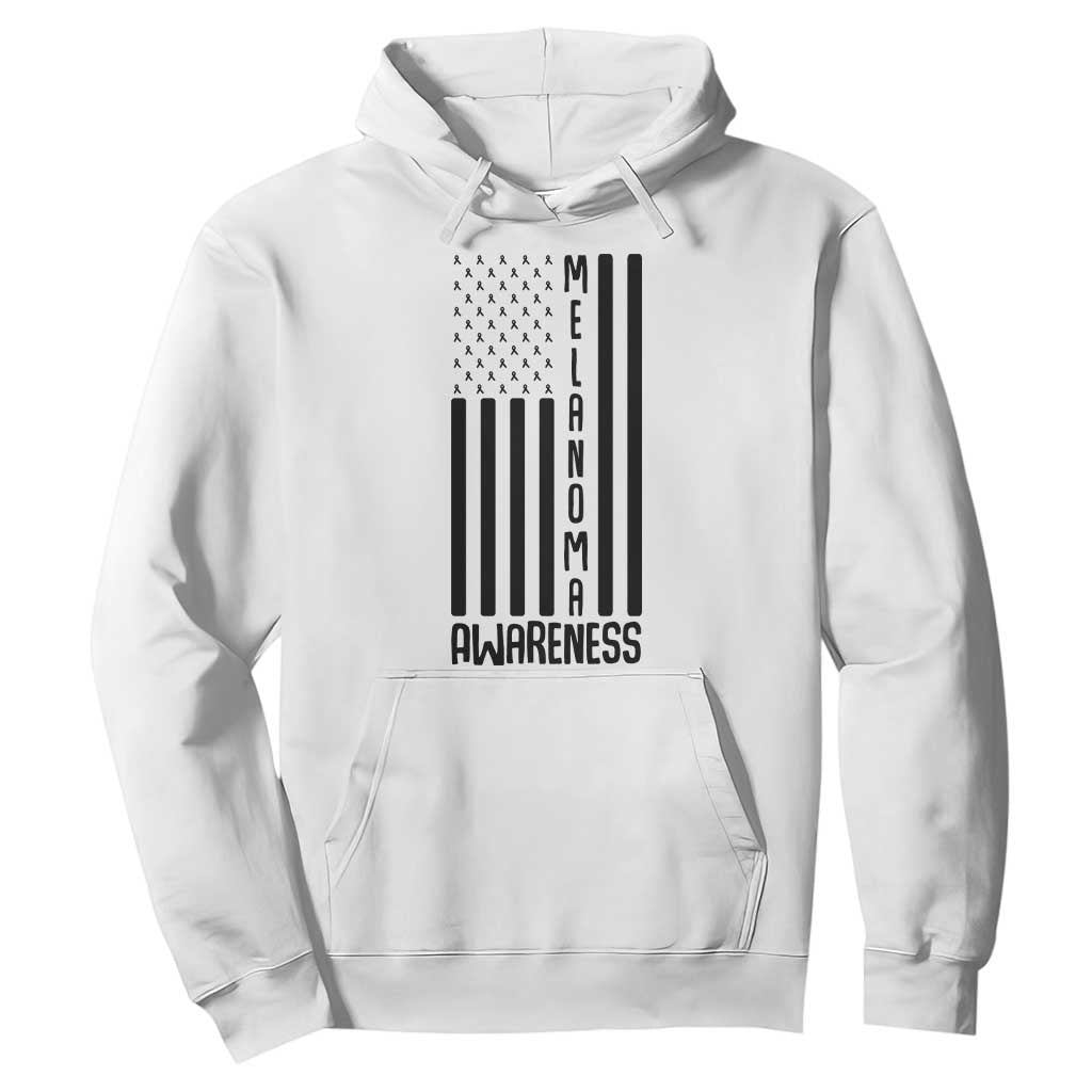 Melanoma Support USA Flag Hoodie Patriotic Cancer Warrior