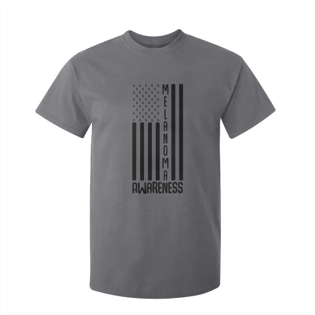 Melanoma Support USA Flag T Shirt For Kid Patriotic Cancer Warrior
