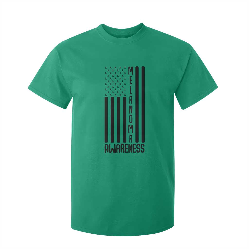 Melanoma Support USA Flag T Shirt For Kid Patriotic Cancer Warrior