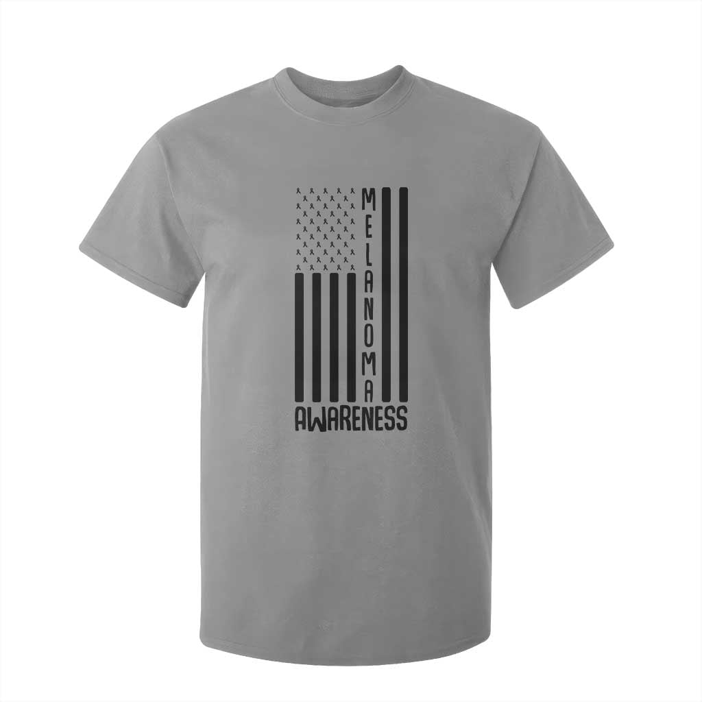 Melanoma Support USA Flag T Shirt For Kid Patriotic Cancer Warrior