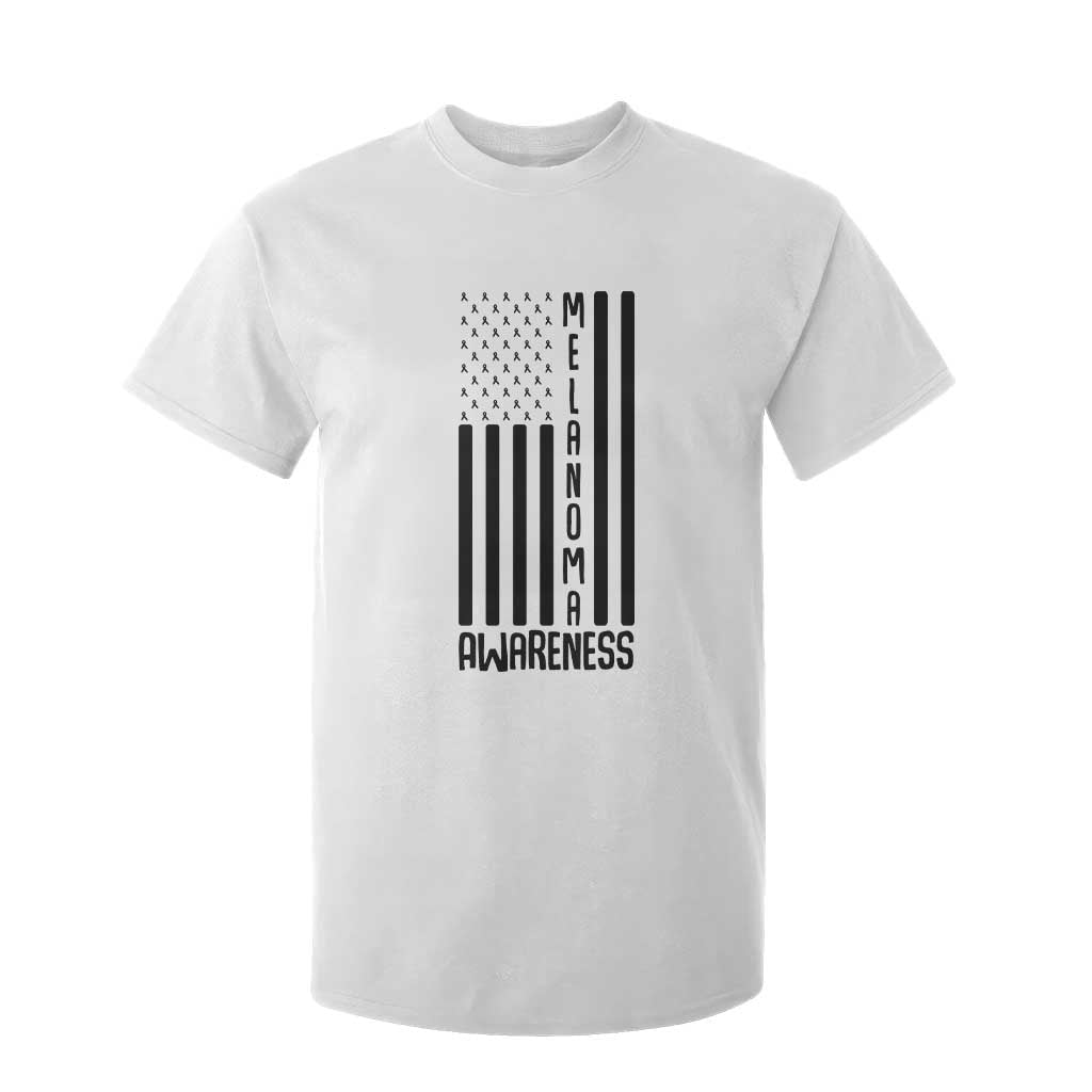 Melanoma Support USA Flag T Shirt For Kid Patriotic Cancer Warrior