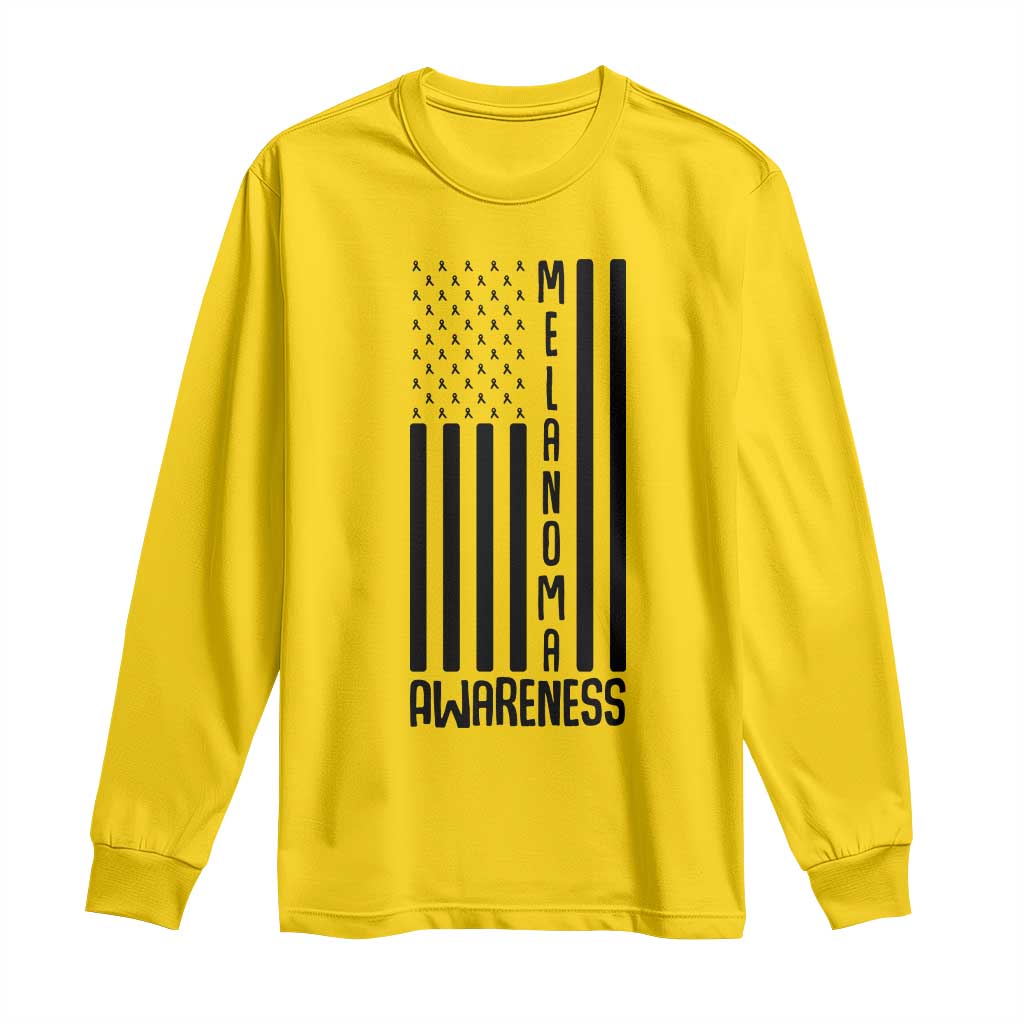 Melanoma Support USA Flag Long Sleeve Shirt Patriotic Cancer Warrior