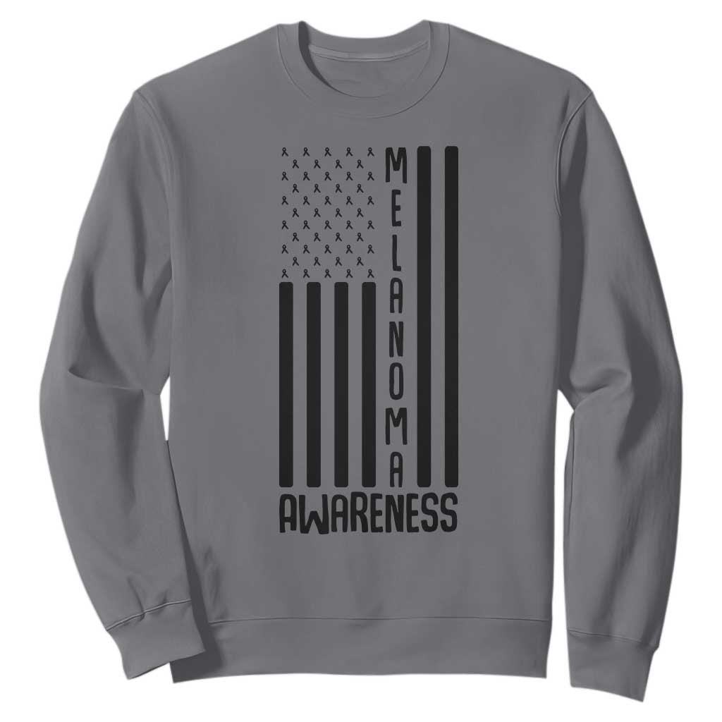 Melanoma Support USA Flag Sweatshirt Patriotic Cancer Warrior