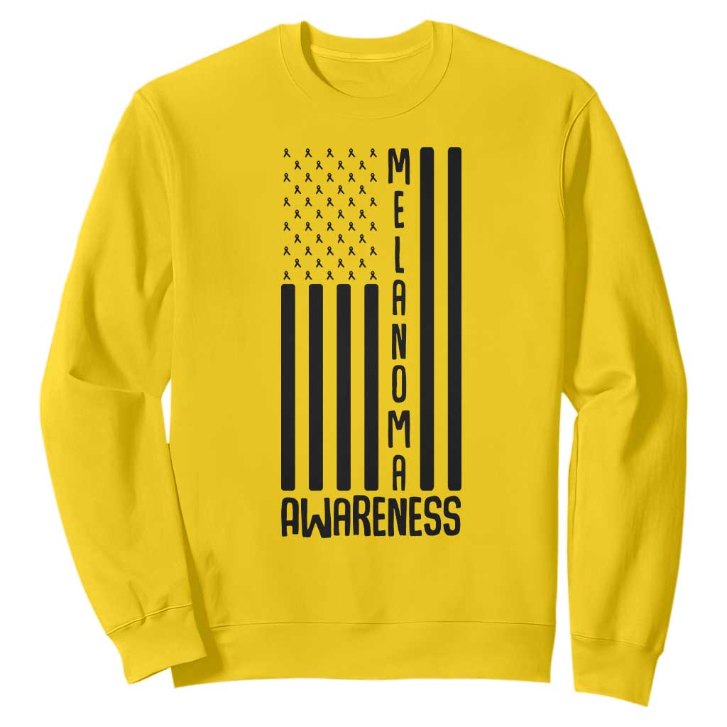 Melanoma Support USA Flag Sweatshirt Patriotic Cancer Warrior