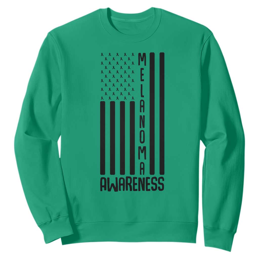 Melanoma Support USA Flag Sweatshirt Patriotic Cancer Warrior