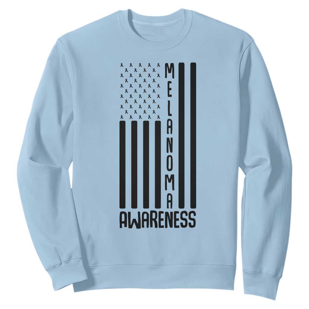 Melanoma Support USA Flag Sweatshirt Patriotic Cancer Warrior