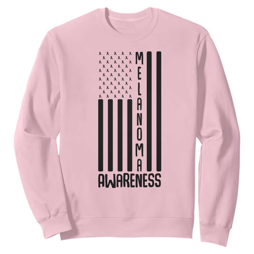 Melanoma Support USA Flag Sweatshirt Patriotic Cancer Warrior