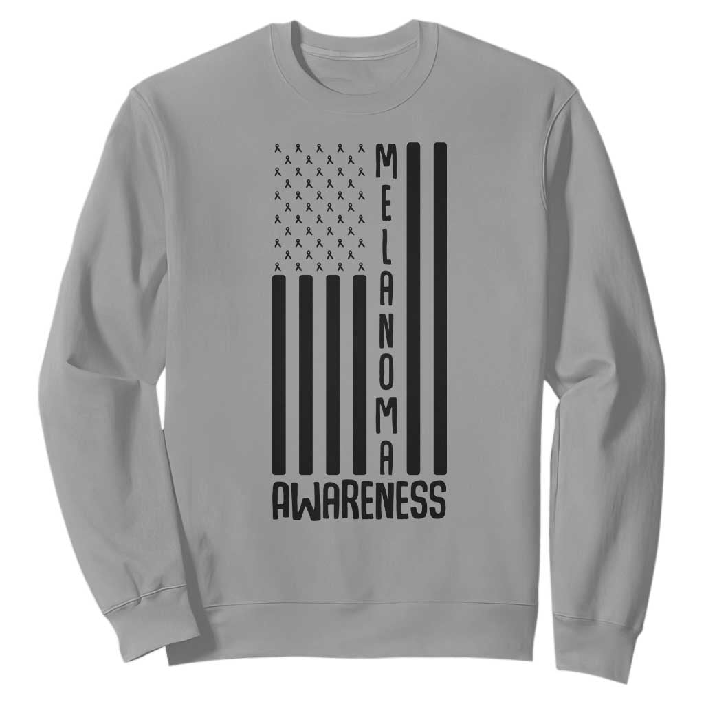 Melanoma Support USA Flag Sweatshirt Patriotic Cancer Warrior