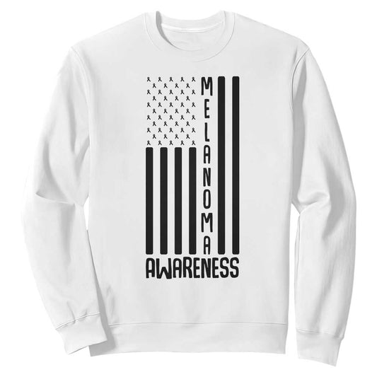Melanoma Support USA Flag Sweatshirt Patriotic Cancer Warrior