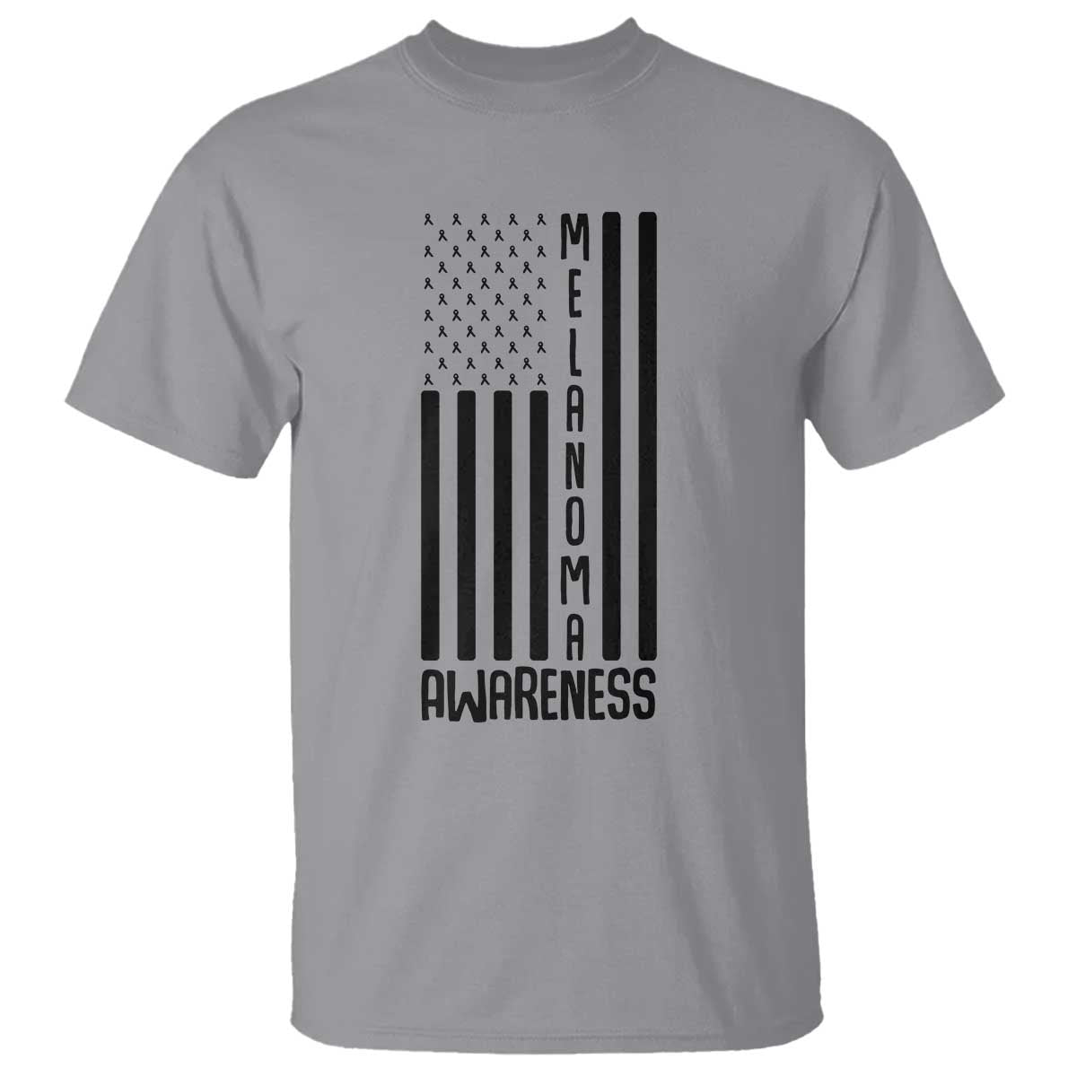 Melanoma Support USA Flag T Shirt Patriotic Cancer Warrior