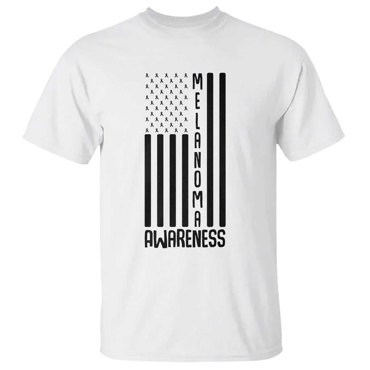 Melanoma Support USA Flag T Shirt Patriotic Cancer Warrior